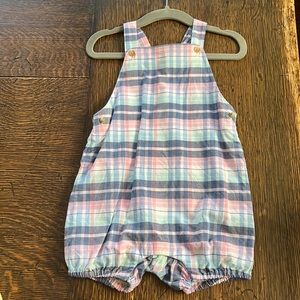 Janie and Jack plaid overalls, shortall, bubble